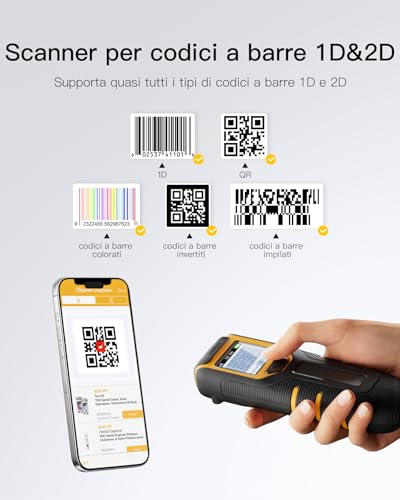 Inateck 1D 2D QR Barcode Reader, Portable Barcode Scanner Wireless Bluetooth, 2600 mAh Battery, Compatible Tablet iPhone Android iOS PC, Ideal Warehouse Logistics Shop Shipping