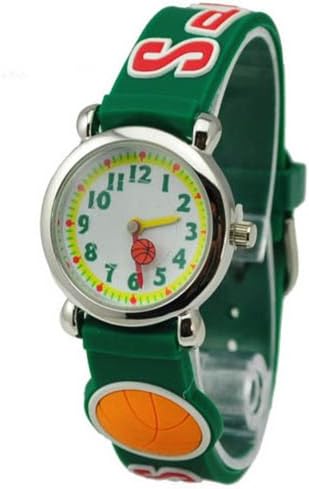 Kids Watches Unique Colorful Sport Basketball 3D Quartz Movement Environmental Friendly Silicone Watch - Green Color