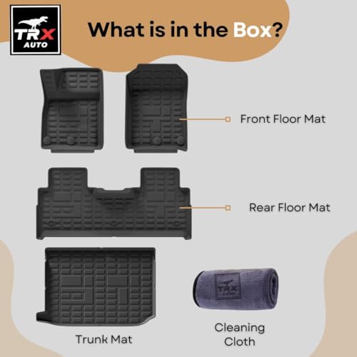 TRX AUTO 3D Car Floor Mats For Jetour T2 2024 2023 2025 Set Of 4 With Trunk Mat | All Weather Protection | Black TPE Car Floor Mats | Accessories For Jetour T2 2024 |