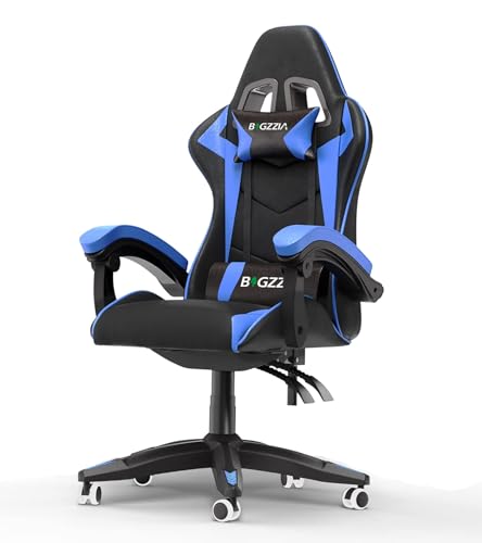 Bigzzia Gaming Stuhl Ergonomisch, 90-135°Rückenlehne Gaming Chair Blau
