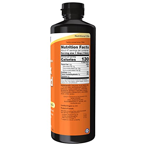 NOW FOODS ORGANIC FLAX SEED OIL, 24-OUNCE