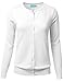 FLORIA Women Button Down Crew Neck Long Sleeve Soft Knit Cardigan Sweater White M
