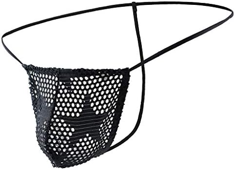 Men's Sexy Star Mesh Underwear Low Rise Bulge Thong G-String Elastic Smooth Bikini Underwear