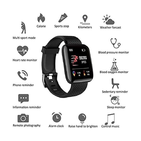 DYSPO Smart Watch ID 116 Fitness Tracker Watch Heart Rate with Activity  Tracker Waterproof Body Functions Like Steps… - ShailzaToys