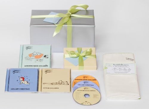 Sleep Tight Gift Set: Daddy Plays Guitar lullabies, Acoustic Rock Lullabies and Classical Piano Lullabies together with a Swaddle Design Organic Ultimate Receiving Blanket-Made In The USA
