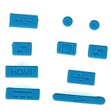 HDE 10pc Anti-Dust Silicone Rubber Port Plugs for MacBook Pro Retina (Blue)