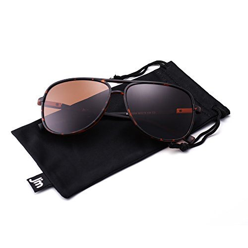 Retro Polarized Aviator Sunglasses Mirror Lightweight Eyeglasses for Men Women (Tortoise / Polarized Brown)