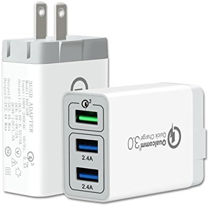 Quick Charge 3.0 USB Wall Charger, Dual USB Travel Wall Fast Charger Adapter QC3.02.0 Quick Charging Block Plug for iPhone X/8/8+/7/6 Samsung S8/S7/S6/Edge,Note 8/7/5,LGG6/G5,iPd,Nexus,HTC