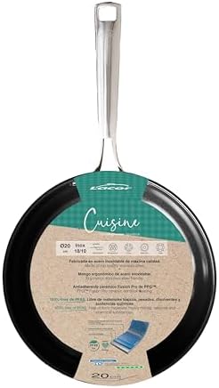 - 44420 - Cuisine Bratpfanne aus Edelstahl 18/10, ohne Antihaftbeschichtung, ergonomischer Griff, Vollinduktionsboden, geeignet für Induktion, Ofen und Spülmaschine, Ø 20 cm, Höhe 5 cm