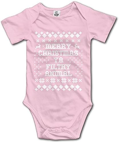 Merry Christmas Ya Filthy Animal Cotton Baby Boy Girl Sleep , Footless, Short Sleeve