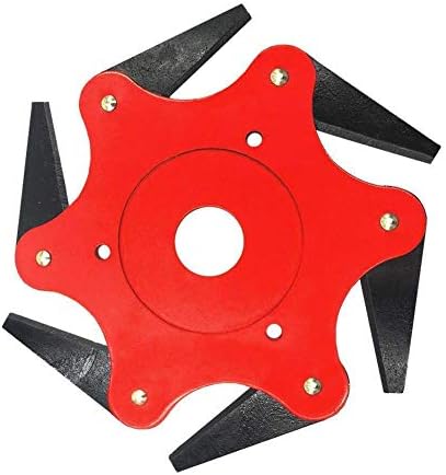 Bobopai Trimmer Head Cutter, 6 Steel Blades Razors 65Mn Lawn Mower Grass Weed Eater Brush Cutter Garden Lawn Tool (Red)