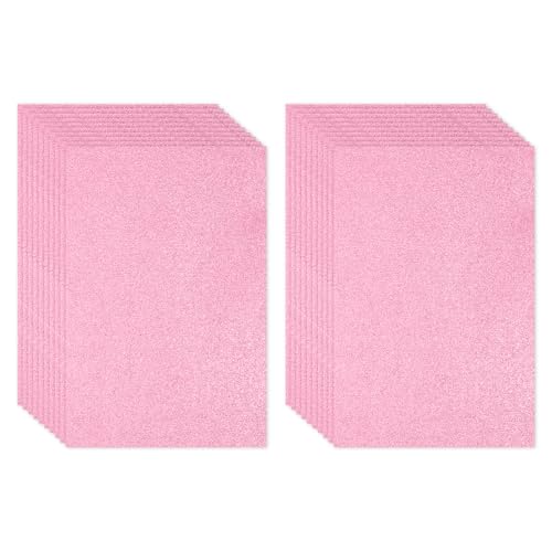 PATIKIL Pink Shiny EVA Glitter Foam Sheet 11 x 8 Inch 2mm Thick with Back Adhesive Sparkle EVA Glitter Felt for Crafts DIY Project, 20 Pcs