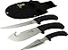 Elk Ridge - Outdoors 3-PC Hunting Knife Set - Satin Finish Stainless Steel Gut Hook, Caper and Fillet Blades, Black Rubber Handles, Includes Combo Sheath - Hunting, Camping, Survival - ER-261, One Size