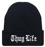 YOXO Winter Warm Knit Thug Life Beanie Hat for Men and Women Winter Cap Skully Letter Beanie