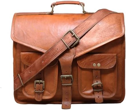 15 leather messenger bag laptop case office briefcase gift for men