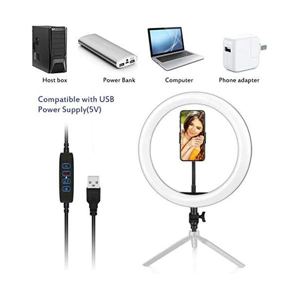 XHCP Elektronik Ringlicht Ringlicht mit Stativ 10 Zoll 26 cm USB-Schnittstelle Dimmbare LED Selfie Stick Kamera Telefon… – Bild 4