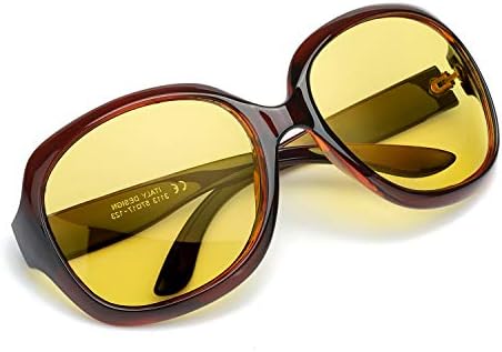 Myiaur 夜用サングラス レディース ドライブ 夜間運転用 夜間運転サングラス 黄色レンズ 大きいレンズ