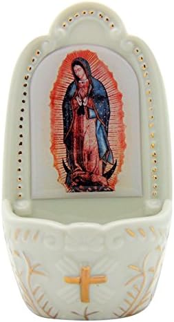 Our Lady of Guadalupe Porcelain Holy Water Font 5 Inches High