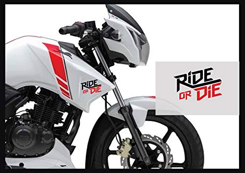 ISEE 360® Race Or Ride Tvs Apache RTR 160 180 4v Sticker Kit and Graphics Original Exterior Accessories Vinyl Decal Bike Stickers L x H 10 x 6.7 cms (Black, Red)