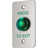 Stainless Steel Push to Exit Button - 12V DC Push to Exit Switch, NO/COM Outputs, Surface Mount Request-to-Exit Device for Access Control Systems