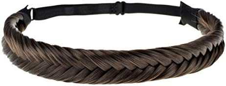 TOECWEGR Fishtail Hair Brai 9 Strands Synthetic Hair Braid Headband Classic Thick Braided Elastic Multicolor Shape Ladies Beauty headdress (4A)