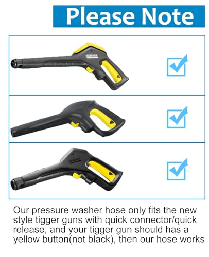 Pressure Washer Hose 10M Replacement for Karcher K Series – Compatible with K2 K3 K4 K5 K7 with Click-Type Quick Connector, 11.2mm Pipe Diameter Yellow