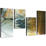 Mehrteiliges Wandbild „Brombeer“ 130x70 Cm – 4-teilig, Abstrakt, Auf Keilrahmen, Handgemalte Optik
