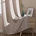 jinchan Beige Linen Textured Curtains for Living Room Jacquard Contemporary Lattice Light Filtering Rod Pocket Window Treatment Set for Bedroom Drapes 84 inches Long 2 Panels