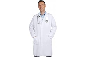 DR Uniforms Cotton Lab Coat - Unisex White Long Coat for Students and Doctors