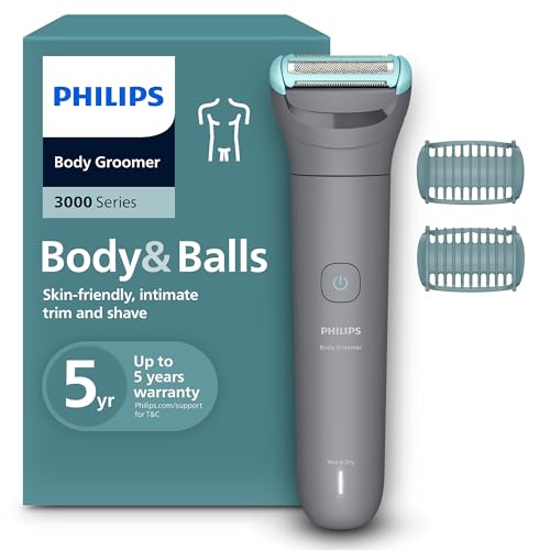 Afeitadora Corporal series 3000 - Depiladora Masculina con sistema de protección, Recorta y depila zonas íntimas, Afeitado suave y apurado, 100% impermeable, 80 min. de autonomía, BG3480/15.