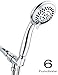 Handheld Shower Head, WASSERN High Pressure 6setting 67Jets Rainfall Massage Spa Flexible Extra Long 80'' Stainless Steel Hose Angle Adjustable Bracket 4'' Chrome