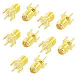 Uxcell a12080700ux0594 End Launch PCB Mount SMA Female Connector Straight RF Connector Adapter 10 Pcs (Pack of 10)
