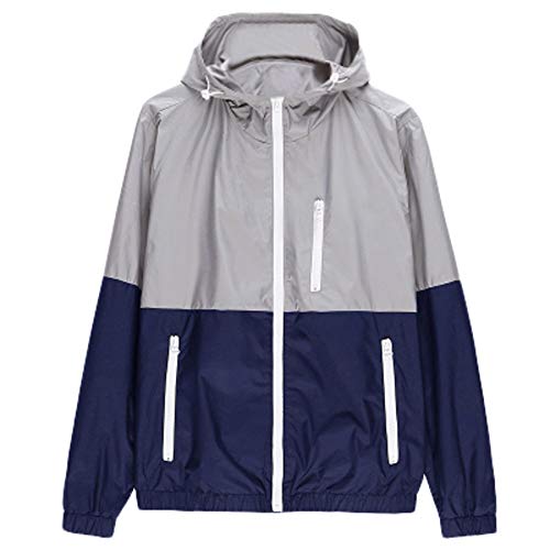 Lloopyting Sportswear Waterproof Hooded Rain Jacket for Men, Lightweight Packable Raincoat for Outdoor, Travel Coat Gray