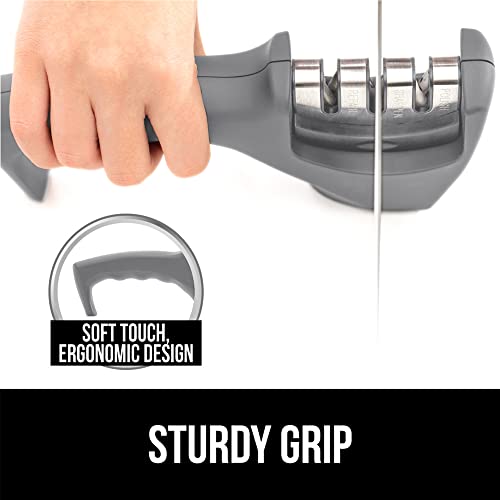 Gorilla Grip Easy to Use Knife Sharpener, 3 Sharpening Options to Help
