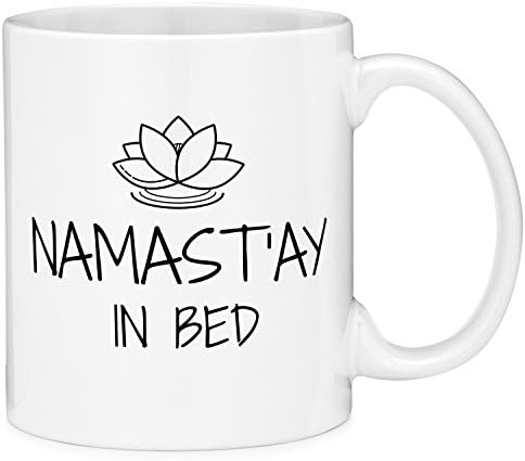 Mugvana 11oz Coffee Mug Namast'ay in Bed Yoga Funny Novelty Ceramic Coffee Mug Tea Cup with Gift Box