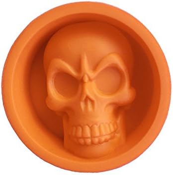 VelvxKl DIY Halloween Party 3D Skull Mould Silicone Cake Pudding Chocolate Ice Candy Tray Mold Tool Orange