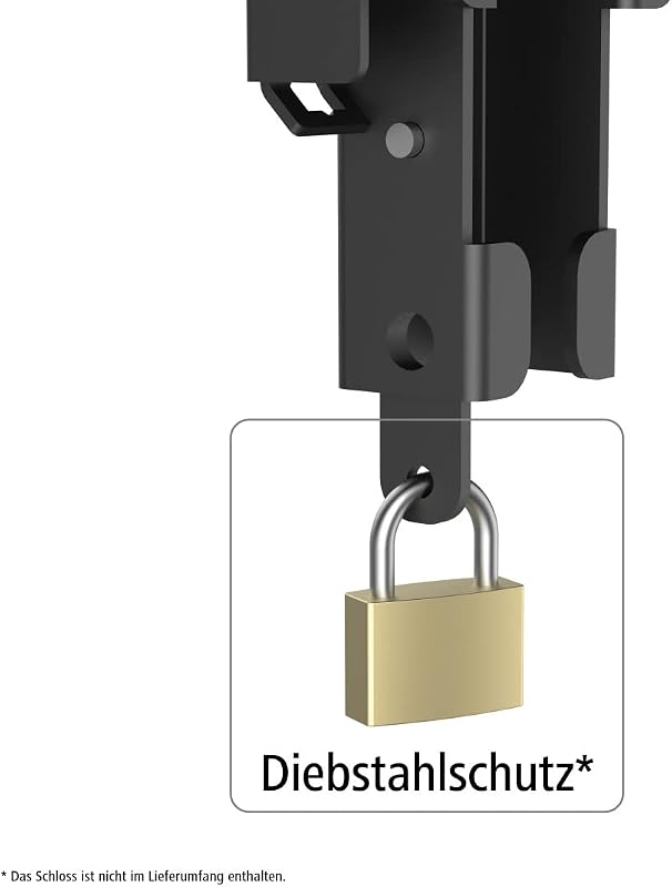 TV Wandhalterung, neigbar, mit Diebstahlschutz (TV Wandhalterung 37-90 Zoll, VESA 100x100 bis VESA 600x400, bis 50kg, ideal für den öffentlichen Raum, mit Fischer-Dübeln) schwarz