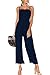 Minipeach Women's Solid Color Backless Sleeveless Wide Long Pants Jumpsuit Rompers