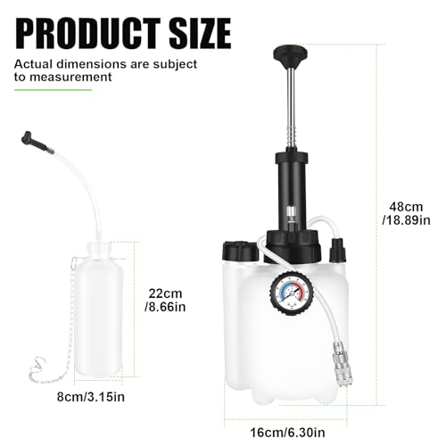 ASUNCELL 3L Manual Brake Fluid Drain Kit, Manual Brake Bleeder Kit, Universal Brake Bleeder, Manual Brake Fluid Change Adapter E20 Universal