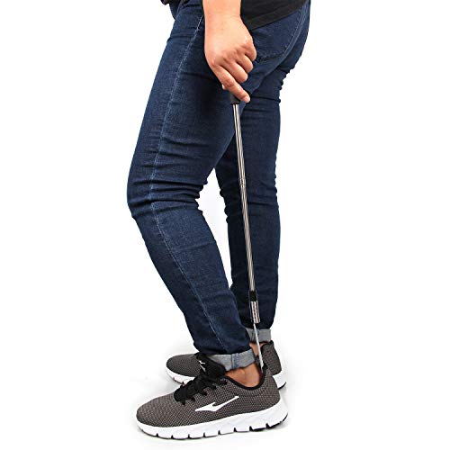 Premium Long Handled Shoe Lifter Twist to Lock 16" to 31" Adjustable Expander Shoe Horn - Extends & Collapses Stainless Steel Telescopic Spring Shoehorn