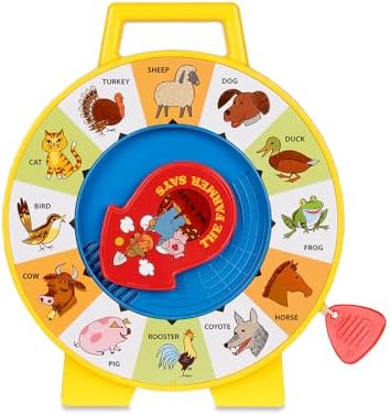 Basic Fun! Fisher Price Classics See 'n Say Farmer Says Toy | Educational Talking Animal Wheel with Sounds | Retro Preschool Toy for Toddlers 18 months +