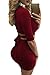 Pink Queen Women's Ruched Club Two Piece Outfits Half Sleeve Bodycon Midi Dress