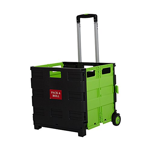 Livebest Foldable Multi-function Rolling Shopping Cart Two-wheeled Hand Utility Cart with Collapsible Handle(Red,Green)