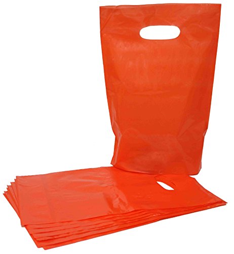 Colored Party Favor Plastic Bags Great For Theme Events, Party And Holiday Celebrations Comes In A Variety Of Colors (100 Pcs) (Orange)