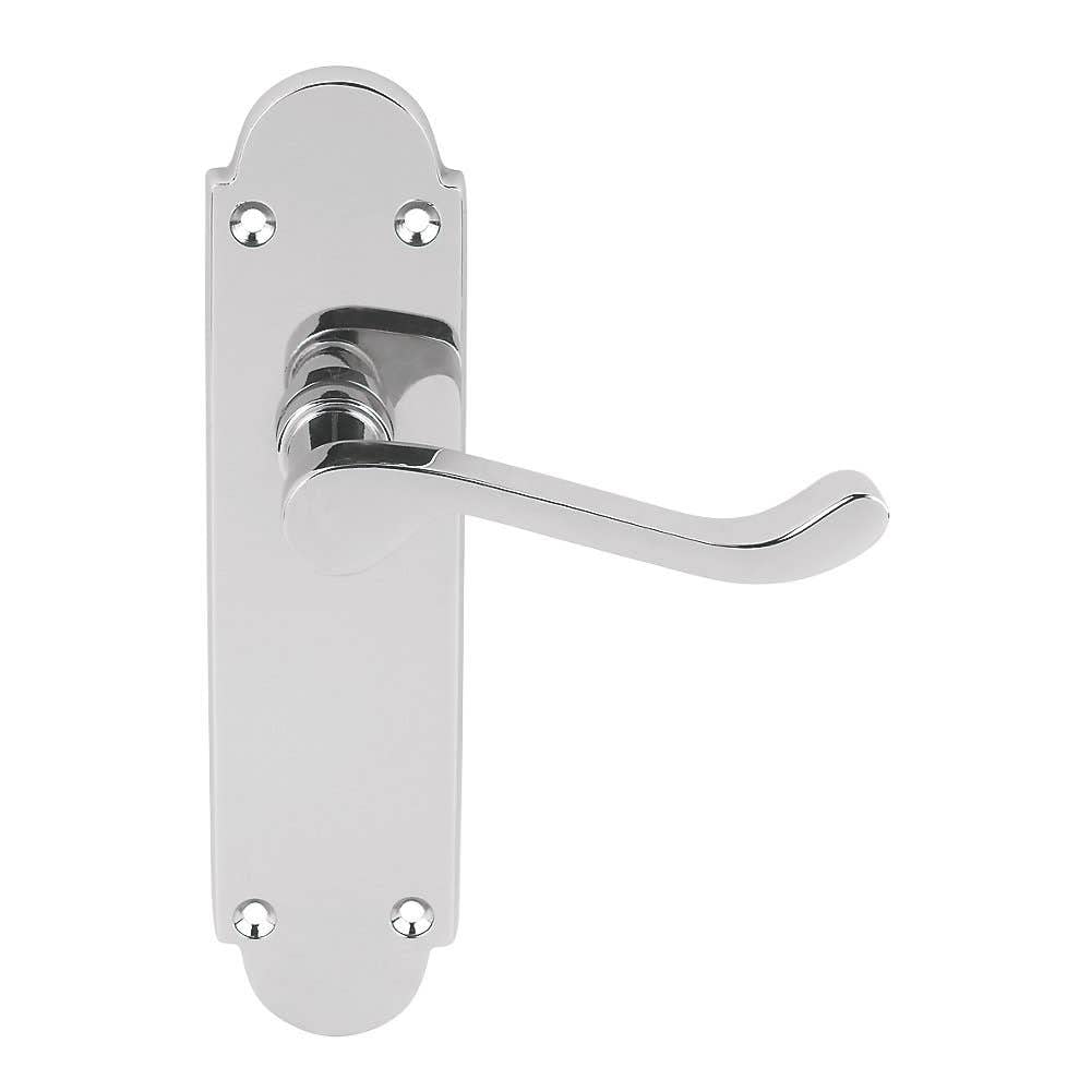 Designer Levers - Brora Round Top Design Lever Door Handle - 1 Pair - Polished Chrome - Latch Door Handle - Interior Use