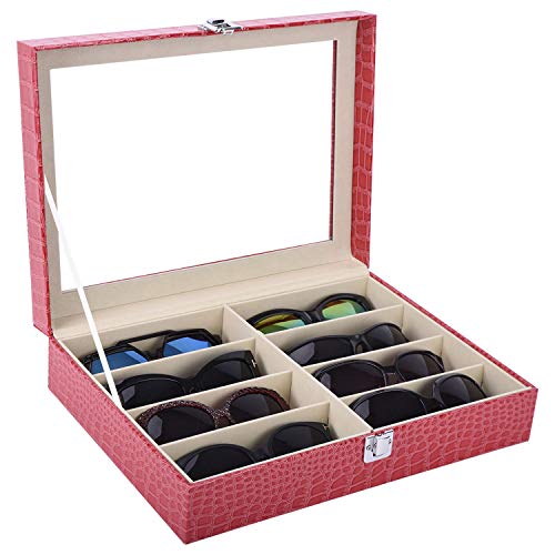 AUTOARK Leather 8 Piece Eyeglasses Storage and Sunglass Glasses Display Case Organizer,Rose,AW-032 - Thumbnail 7