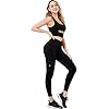 PRIZED Trainingsset voor dames, 2-delig, racerback rits aan de voorkant sportbeha en hoge taille legging met zakken yoga…