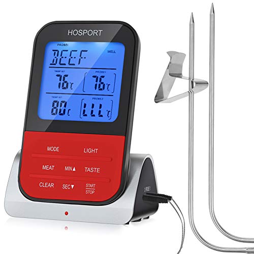 HOSPORT Wireless Meat Thermometer Waterproof Digital Cooking Thermometer for Oven BBQ Grill Kitchen Food Smoker Cooking (Red) - Thumbnail 7