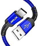 USB Type C Cable 3A Fast Charging, JSAUX(2-Pack 6.6ft+6.6ft) USB-A to USB-C Charge Braided Cord Compatible with Samsung Galaxy S10 S10E S9 S8 Plus Note 10 9 8,Moto Z,LG G8/7,Other USB C Charger(Blue)