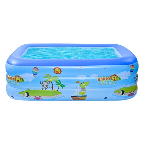 TIMLUC Aufblasbare Pool Schwimmbecken Rechteckig für Kinder, Erwachsene, Familie, 240x150x55cm Großer Familienpool für Garten Wasserparty Sommer Indoor & Outdoor